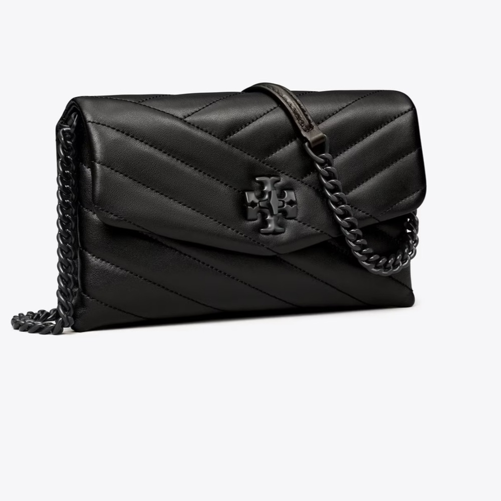 Tory Burch Kira Chevron Powder Coated Chain Wallet